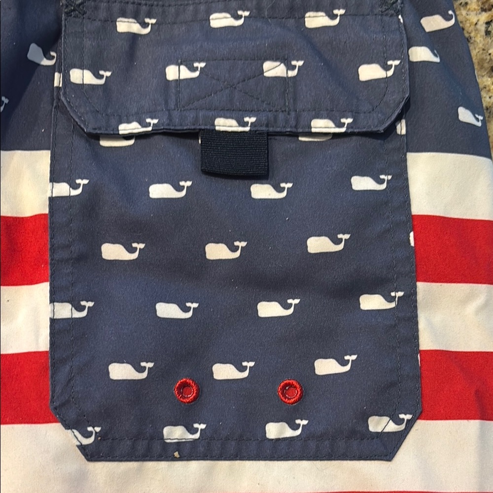 Vineyard Vines Men's Nautical/Patriotic Red, White, & Blue Swim Trunks sz Small - Picture 5 of 8